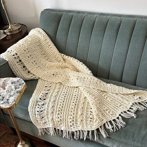 Handmade Cream Crochet Throw
